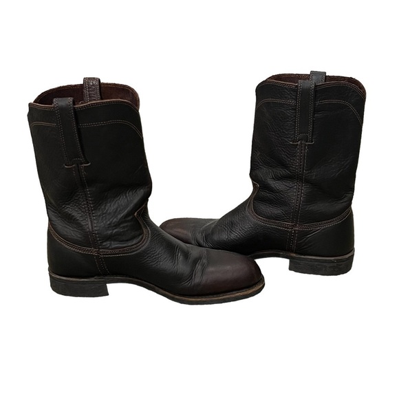Frye Brown Almond Toe Heeled Moto Boots Size 9 1/2 Men's - Picture 1 of 11